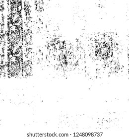 Grunge overlay layer. Abstract black and white vector background. Monochrome vintage surface with dirty pattern in cracks, spots, dots. Old painted wall in dark horror style design