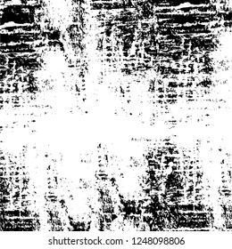 Grunge overlay layer. Abstract black and white vector background. Monochrome vintage surface with dirty pattern in cracks, spots, dots. Old painted wall in dark horror style design