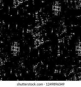 Grunge overlay layer. Abstract black and white vector background. Monochrome vintage surface with dirty pattern in cracks, spots, dots. Old painted wall in dark horror style design