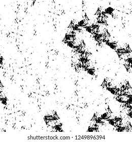 Grunge overlay layer. Abstract black and white vector background. Monochrome vintage surface with dirty pattern in cracks, spots, dots. Old painted wall in dark horror style design
