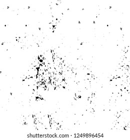 Grunge overlay layer. Abstract black and white vector background. Monochrome vintage surface with dirty pattern in cracks, spots, dots. Old painted wall in dark horror style design