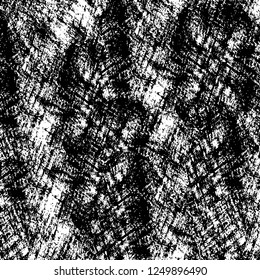 Grunge overlay layer. Abstract black and white vector background. Monochrome vintage surface with dirty pattern in cracks, spots, dots. Old painted wall in dark horror style design