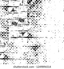 Grunge overlay layer. Abstract black and white vector background. Monochrome vintage surface with dirty pattern in cracks, spots, dots. Old painted wall in dark horror style design