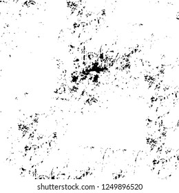 Grunge overlay layer. Abstract black and white vector background. Monochrome vintage surface with dirty pattern in cracks, spots, dots. Old painted wall in dark horror style design