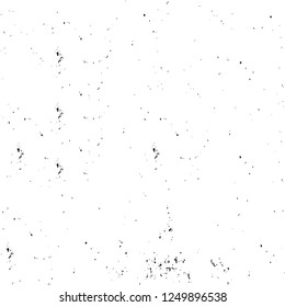 Grunge overlay layer. Abstract black and white vector background. Monochrome vintage surface with dirty pattern in cracks, spots, dots. Old painted wall in dark horror style design