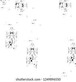 Grunge overlay layer. Abstract black and white vector background. Monochrome vintage surface with dirty pattern in cracks, spots, dots. Old painted wall in dark horror style design