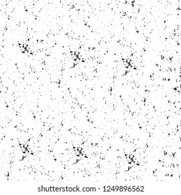 Grunge overlay layer. Abstract black and white vector background. Monochrome vintage surface with dirty pattern in cracks, spots, dots. Old painted wall in dark horror style design