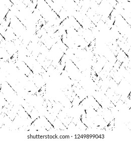 Grunge overlay layer. Abstract black and white vector background. Monochrome vintage surface with dirty pattern in cracks, spots, dots. Old painted wall in dark horror style design