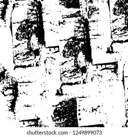 Grunge overlay layer. Abstract black and white vector background. Monochrome vintage surface with dirty pattern in cracks, spots, dots. Old painted wall in dark horror style design