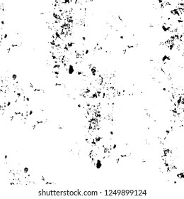 Grunge overlay layer. Abstract black and white vector background. Monochrome vintage surface with dirty pattern in cracks, spots, dots. Old painted wall in dark horror style design
