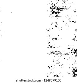 Grunge overlay layer. Abstract black and white vector background. Monochrome vintage surface with dirty pattern in cracks, spots, dots. Old painted wall in dark horror style design
