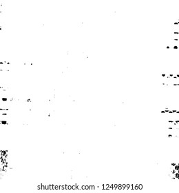 Grunge overlay layer. Abstract black and white vector background. Monochrome vintage surface with dirty pattern in cracks, spots, dots. Old painted wall in dark horror style design