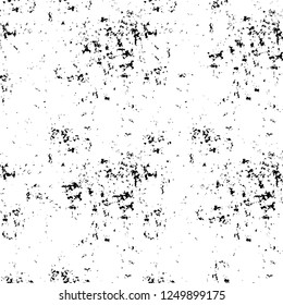 Grunge overlay layer. Abstract black and white vector background. Monochrome vintage surface with dirty pattern in cracks, spots, dots. Old painted wall in dark horror style design