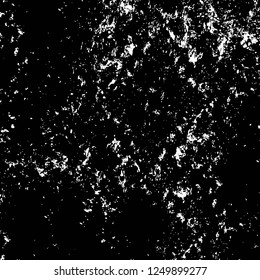 Grunge overlay layer. Abstract black and white vector background. Monochrome vintage surface with dirty pattern in cracks, spots, dots. Old painted wall in dark horror style design