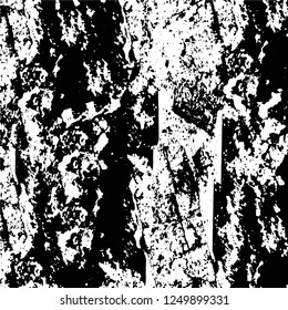 Grunge overlay layer. Abstract black and white vector background. Monochrome vintage surface with dirty pattern in cracks, spots, dots. Old painted wall in dark horror style design