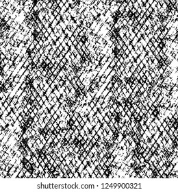 Grunge overlay layer. Abstract black and white vector background. Monochrome vintage surface with dirty pattern in cracks, spots, dots. Old painted wall in dark horror style design