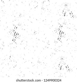 Grunge overlay layer. Abstract black and white vector background. Monochrome vintage surface with dirty pattern in cracks, spots, dots. Old painted wall in dark horror style design