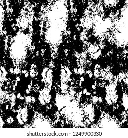 Grunge overlay layer. Abstract black and white vector background. Monochrome vintage surface with dirty pattern in cracks, spots, dots. Old painted wall in dark horror style design