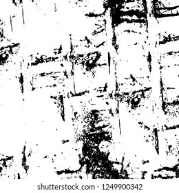 Grunge overlay layer. Abstract black and white vector background. Monochrome vintage surface with dirty pattern in cracks, spots, dots. Old painted wall in dark horror style design