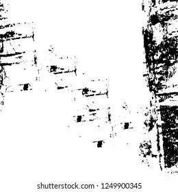 Grunge overlay layer. Abstract black and white vector background. Monochrome vintage surface with dirty pattern in cracks, spots, dots. Old painted wall in dark horror style design