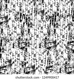 Grunge overlay layer. Abstract black and white vector background. Monochrome vintage surface with dirty pattern in cracks, spots, dots. Old painted wall in dark horror style design