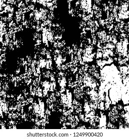 Grunge overlay layer. Abstract black and white vector background. Monochrome vintage surface with dirty pattern in cracks, spots, dots. Old painted wall in dark horror style design