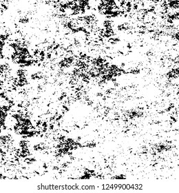 Grunge overlay layer. Abstract black and white vector background. Monochrome vintage surface with dirty pattern in cracks, spots, dots. Old painted wall in dark horror style design