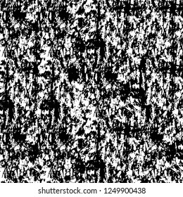 Grunge overlay layer. Abstract black and white vector background. Monochrome vintage surface with dirty pattern in cracks, spots, dots. Old painted wall in dark horror style design
