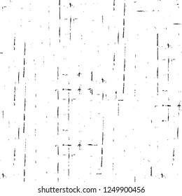 Grunge overlay layer. Abstract black and white vector background. Monochrome vintage surface with dirty pattern in cracks, spots, dots. Old painted wall in dark horror style design