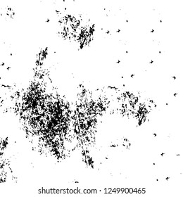 Grunge overlay layer. Abstract black and white vector background. Monochrome vintage surface with dirty pattern in cracks, spots, dots. Old painted wall in dark horror style design