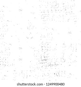 Grunge overlay layer. Abstract black and white vector background. Monochrome vintage surface with dirty pattern in cracks, spots, dots. Old painted wall in dark horror style design