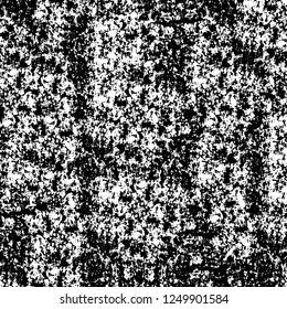 Grunge overlay layer. Abstract black and white vector background. Monochrome vintage surface with dirty pattern in cracks, spots, dots. Old painted wall in dark horror style design