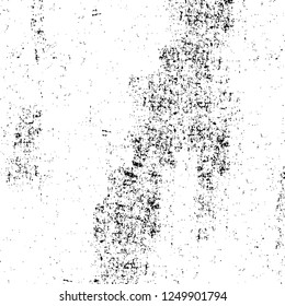 Grunge overlay layer. Abstract black and white vector background. Monochrome vintage surface with dirty pattern in cracks, spots, dots. Old painted wall in dark horror style design