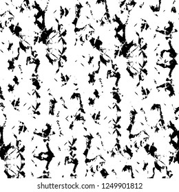 Grunge overlay layer. Abstract black and white vector background. Monochrome vintage surface with dirty pattern in cracks, spots, dots. Old painted wall in dark horror style design