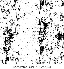 Grunge overlay layer. Abstract black and white vector background. Monochrome vintage surface with dirty pattern in cracks, spots, dots. Old painted wall in dark horror style design
