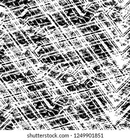 Grunge overlay layer. Abstract black and white vector background. Monochrome vintage surface with dirty pattern in cracks, spots, dots. Old painted wall in dark horror style design