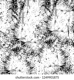 Grunge overlay layer. Abstract black and white vector background. Monochrome vintage surface with dirty pattern in cracks, spots, dots. Old painted wall in dark horror style design - Shutterstock ID 1249901875
