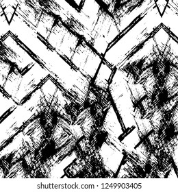 Grunge overlay layer. Abstract black and white vector background. Monochrome vintage surface with dirty pattern in cracks, spots, dots. Old painted wall in dark horror style design