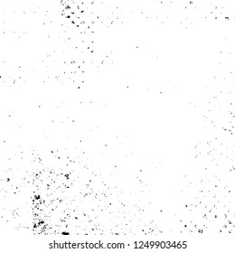 Grunge overlay layer. Abstract black and white vector background. Monochrome vintage surface with dirty pattern in cracks, spots, dots. Old painted wall in dark horror style design