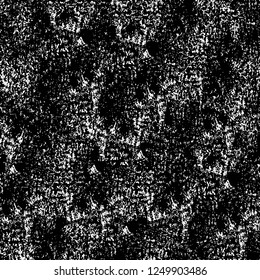 Grunge overlay layer. Abstract black and white vector background. Monochrome vintage surface with dirty pattern in cracks, spots, dots. Old painted wall in dark horror style design