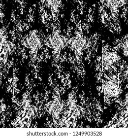 Grunge overlay layer. Abstract black and white vector background. Monochrome vintage surface with dirty pattern in cracks, spots, dots. Old painted wall in dark horror style design