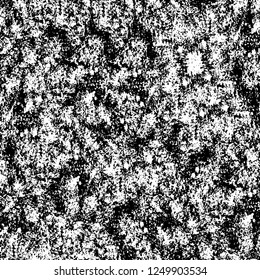 Grunge overlay layer. Abstract black and white vector background. Monochrome vintage surface with dirty pattern in cracks, spots, dots. Old painted wall in dark horror style design