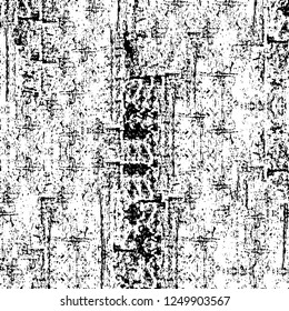 Grunge overlay layer. Abstract black and white vector background. Monochrome vintage surface with dirty pattern in cracks, spots, dots. Old painted wall in dark horror style design