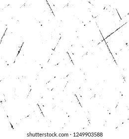 Grunge overlay layer. Abstract black and white vector background. Monochrome vintage surface with dirty pattern in cracks, spots, dots. Old painted wall in dark horror style design