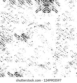 Grunge overlay layer. Abstract black and white vector background. Monochrome vintage surface with dirty pattern in cracks, spots, dots. Old painted wall in dark horror style design
