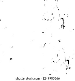Grunge overlay layer. Abstract black and white vector background. Monochrome vintage surface with dirty pattern in cracks, spots, dots. Old painted wall in dark horror style design