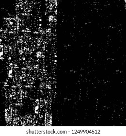 Grunge overlay layer. Abstract black and white vector background. Monochrome vintage surface with dirty pattern in cracks, spots, dots. Old painted wall in dark horror style design