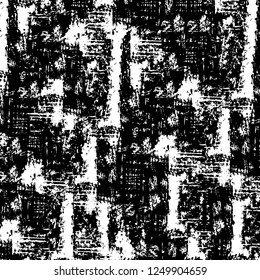 Grunge overlay layer. Abstract black and white vector background. Monochrome vintage surface with dirty pattern in cracks, spots, dots. Old painted wall in dark horror style design