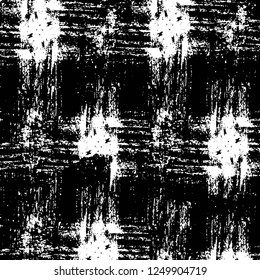 Grunge overlay layer. Abstract black and white vector background. Monochrome vintage surface with dirty pattern in cracks, spots, dots. Old painted wall in dark horror style design