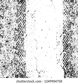 Grunge overlay layer. Abstract black and white vector background. Monochrome vintage surface with dirty pattern in cracks, spots, dots. Old painted wall in dark horror style design